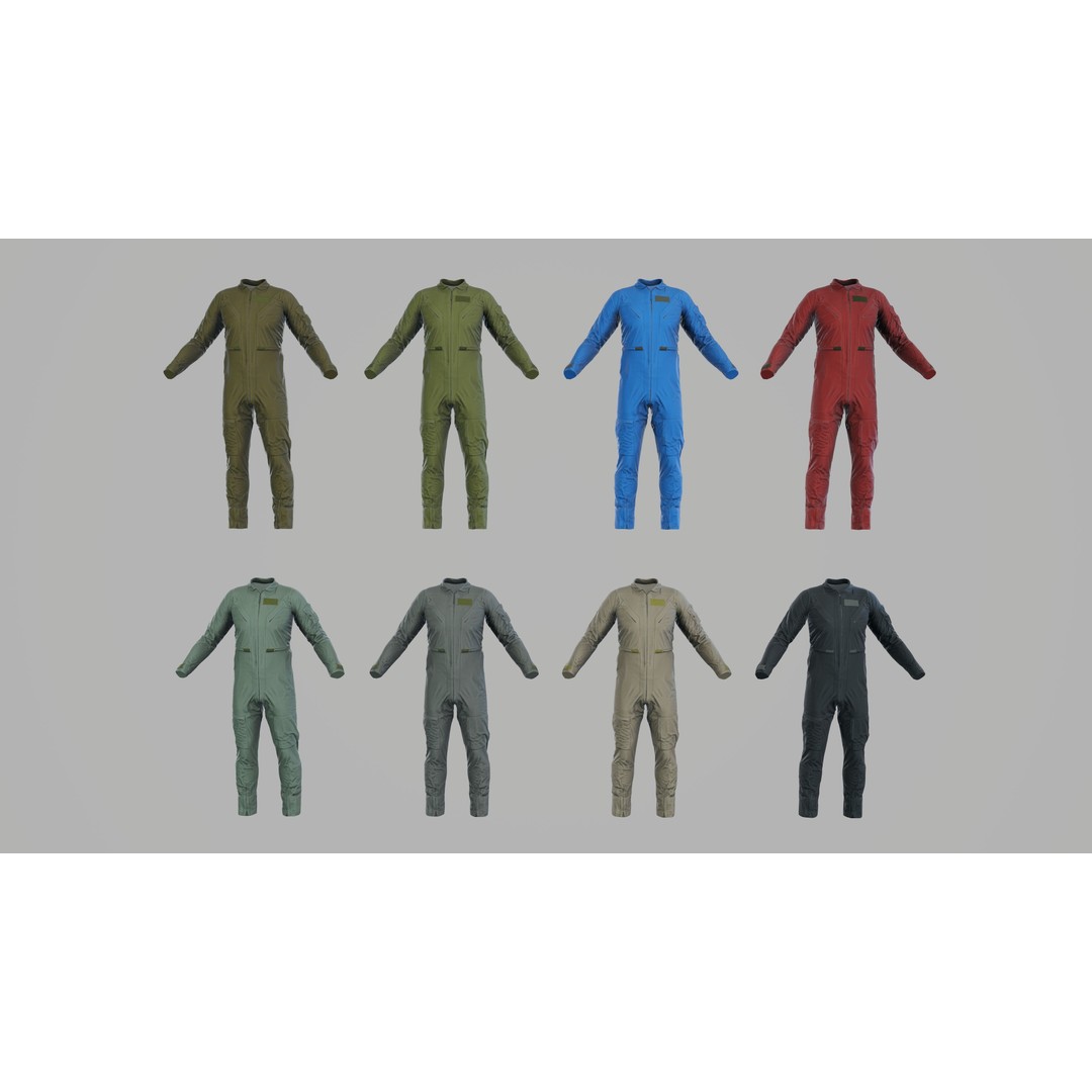 Flightsuit 3D Model – Low Poly Rigged Character with PBR Textures - View 9