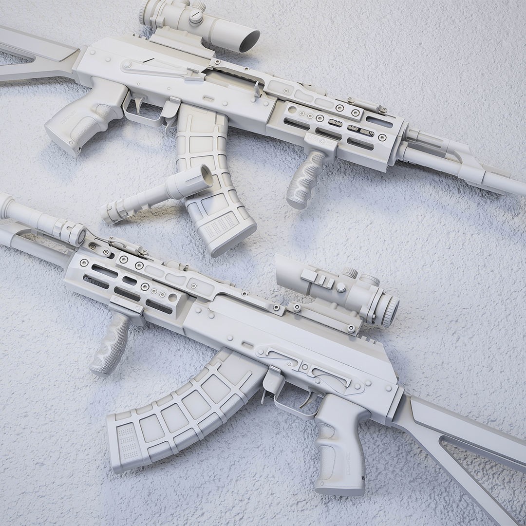 AK-47 3D Model – Low Poly Game Ready Weapon with PBR Textures - View 14