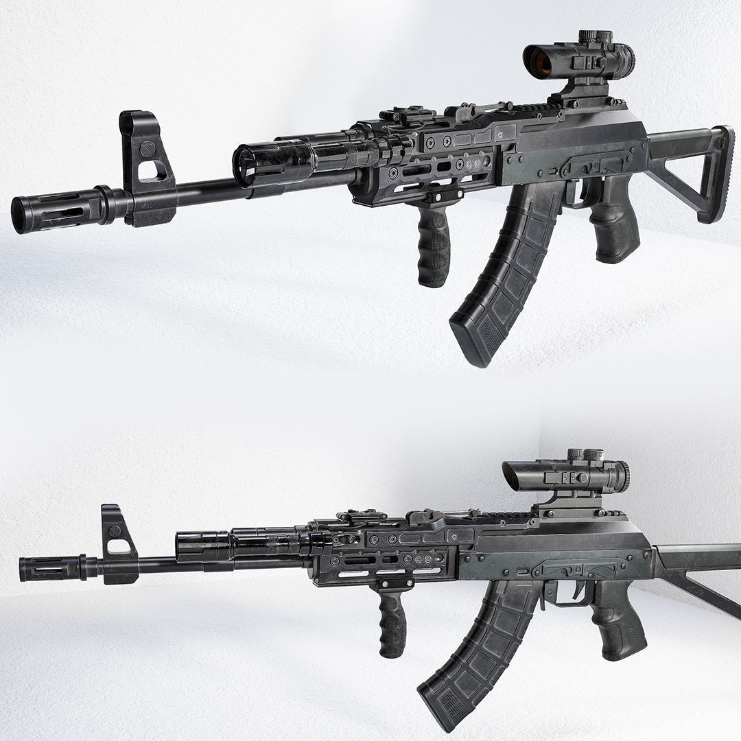 AK-47 3D Model – Low Poly Game Ready Weapon with PBR Textures - View 6