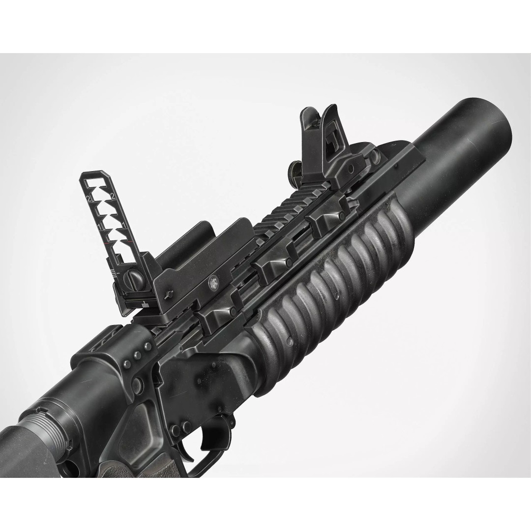 M203 Grenade Launcher 3D Model – Low Poly Game Ready FBX & OBJ - View 2