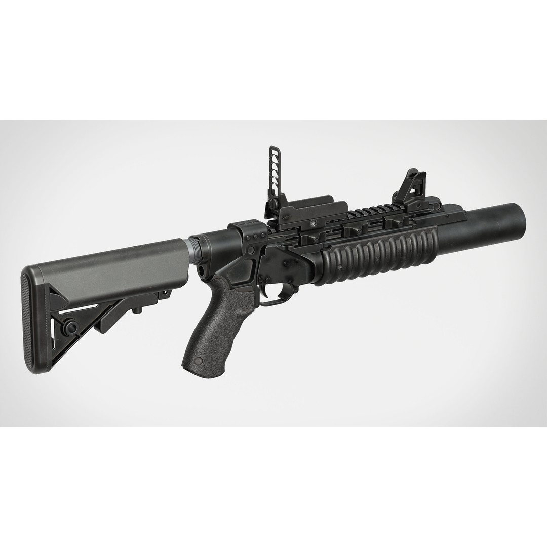 M203 Grenade Launcher 3D Model – Low Poly Game Ready FBX & OBJ - View 3