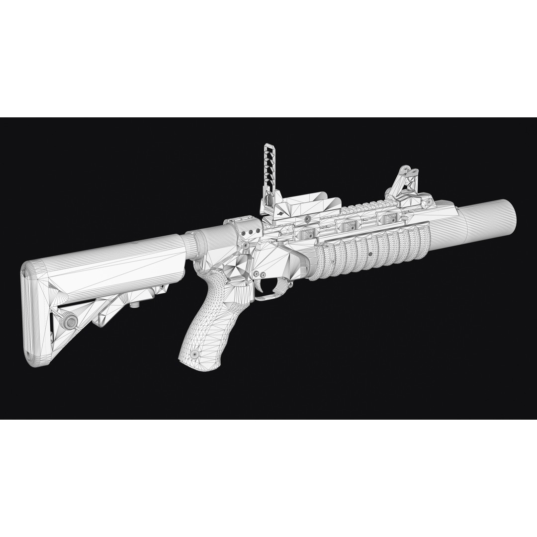M203 Grenade Launcher 3D Model – Low Poly Game Ready FBX & OBJ - View 8