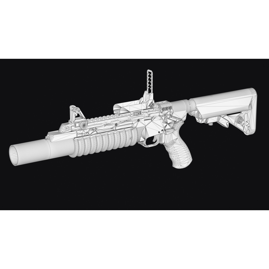 M203 Grenade Launcher 3D Model – Low Poly Game Ready FBX & OBJ - View 9