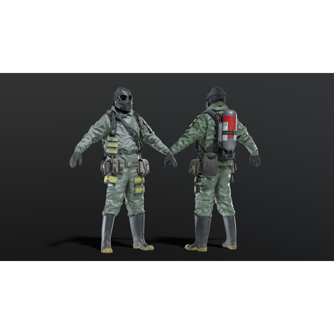 Hazmat NBC Suit 3D Model – Rigged High Poly Character, FBX, Blender - View 23
