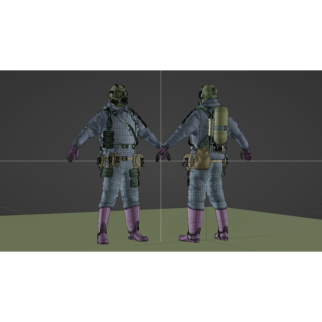 Hazmat NBC Suit 3D Model – Rigged High Poly Character, FBX, Blender - View 25