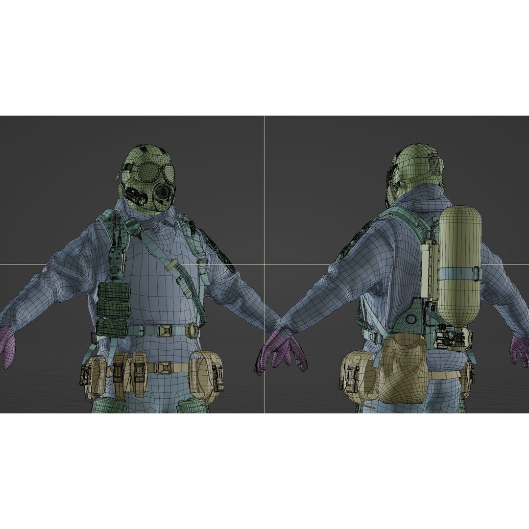 Hazmat NBC Suit 3D Model – Rigged High Poly Character, FBX, Blender - View 26