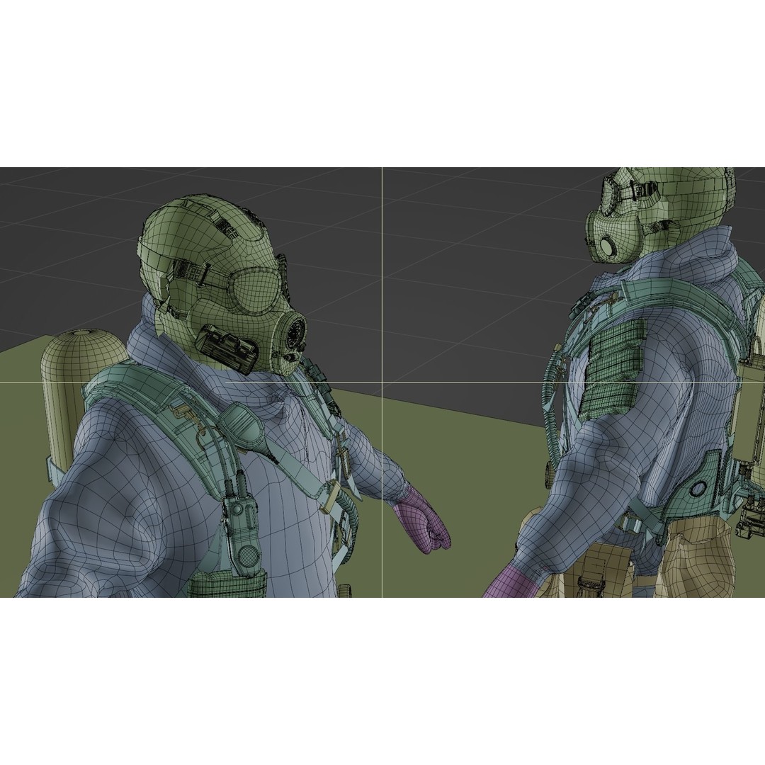 Hazmat NBC Suit 3D Model – Rigged High Poly Character, FBX, Blender - View 27