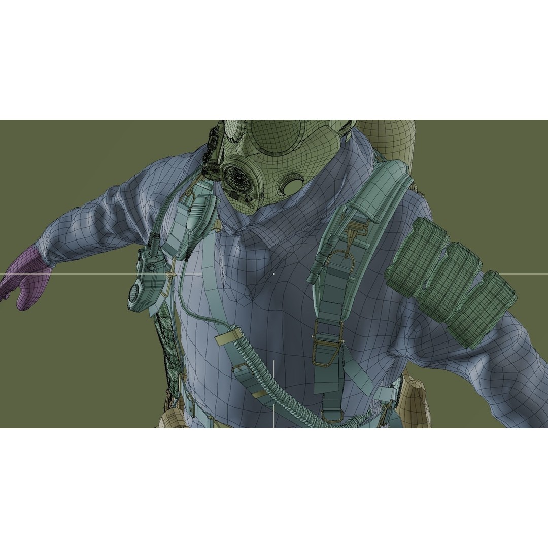 Hazmat NBC Suit 3D Model – Rigged High Poly Character, FBX, Blender - View 30