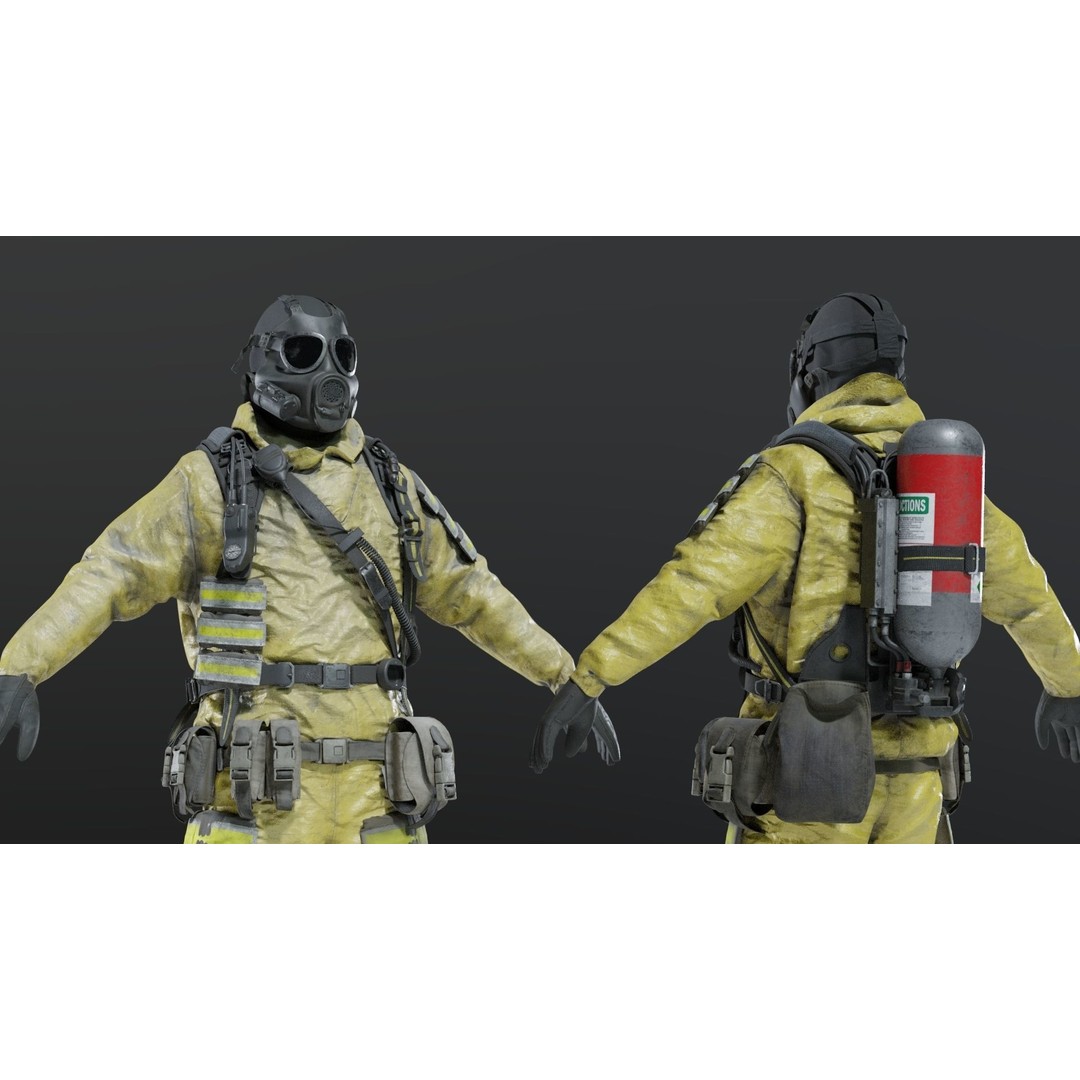 Hazmat NBC Suit 3D Model – Rigged High Poly Character, FBX, Blender - View 7