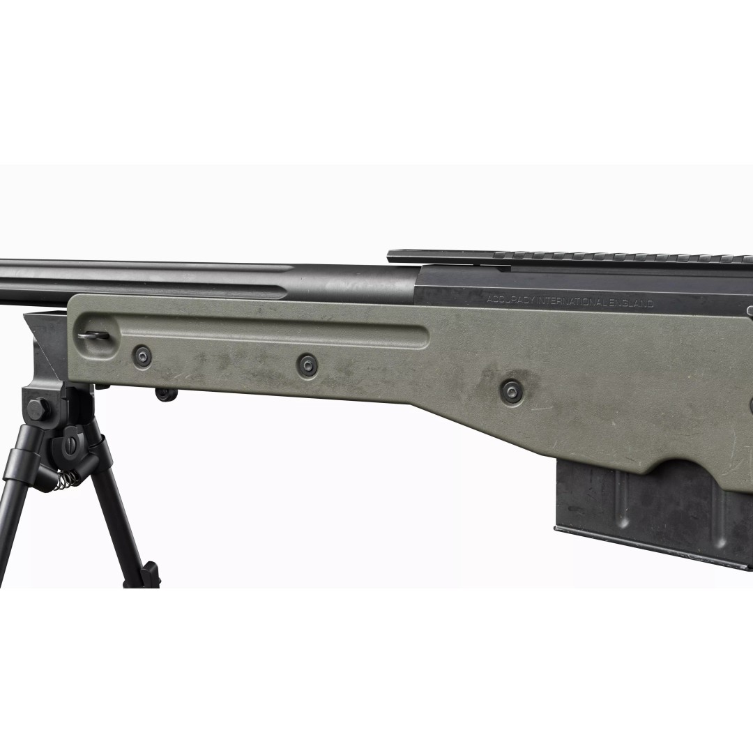 L118A2 Sniper Rifle 3D Model – Low Poly Game-Ready Asset, FBX - View 14