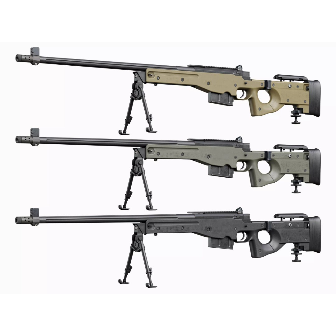 L118A2 Sniper Rifle 3D Model – Low Poly Game-Ready Asset, FBX - View 2