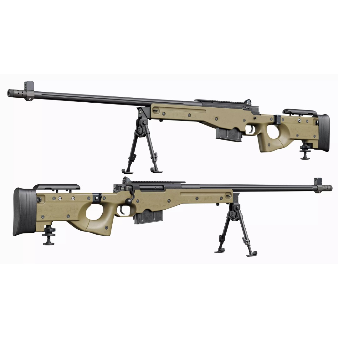 L118A2 Sniper Rifle 3D Model – Low Poly Game-Ready Asset, FBX - View 4