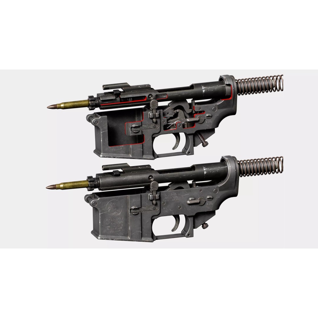 AR15 M4A1 3D Model – Low-Poly Customizable Game Asset, FBX - View 2