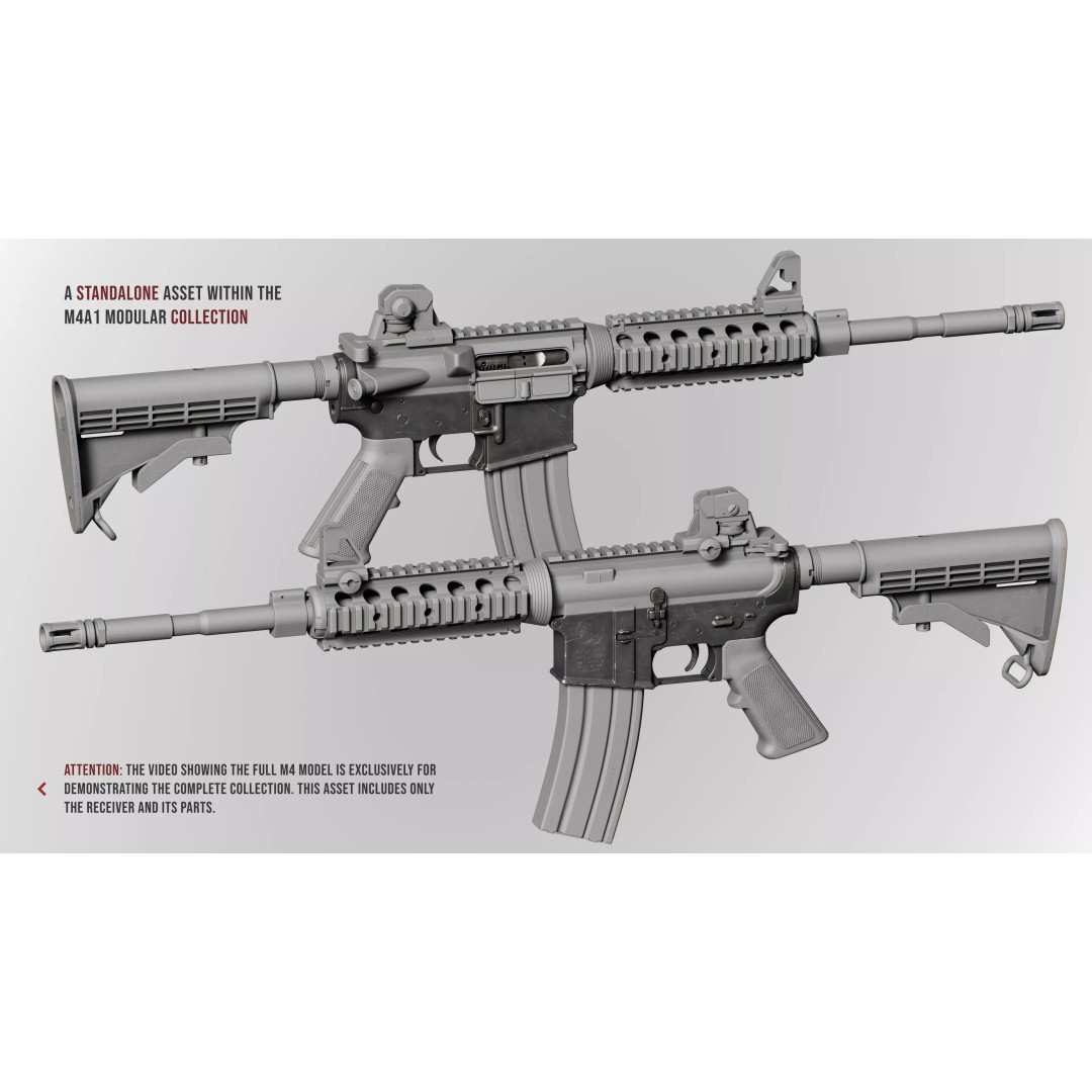AR15 M4A1 3D Model – Low-Poly Customizable Game Asset, FBX - View 3