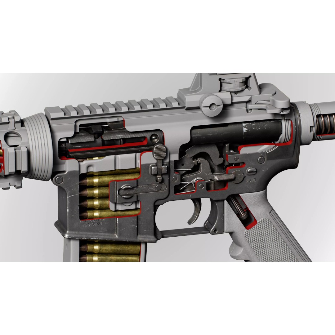 AR15 M4A1 3D Model – Low-Poly Customizable Game Asset, FBX - View 4
