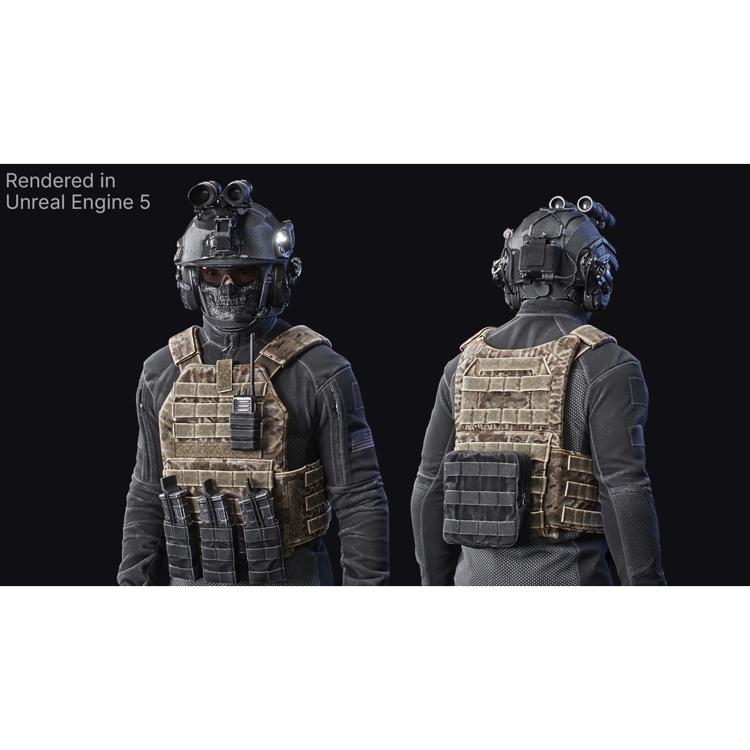 Tactical Soldier 3D Model – Low Poly Game Asset, FBX, Rigged