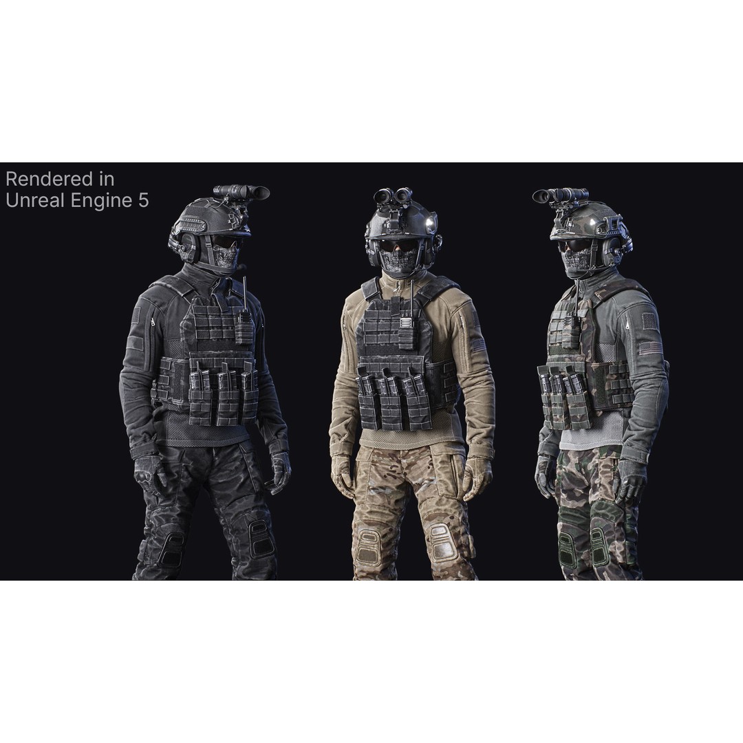 Tactical Soldier 3D Model – Low Poly Game Asset, FBX, Rigged - View 4