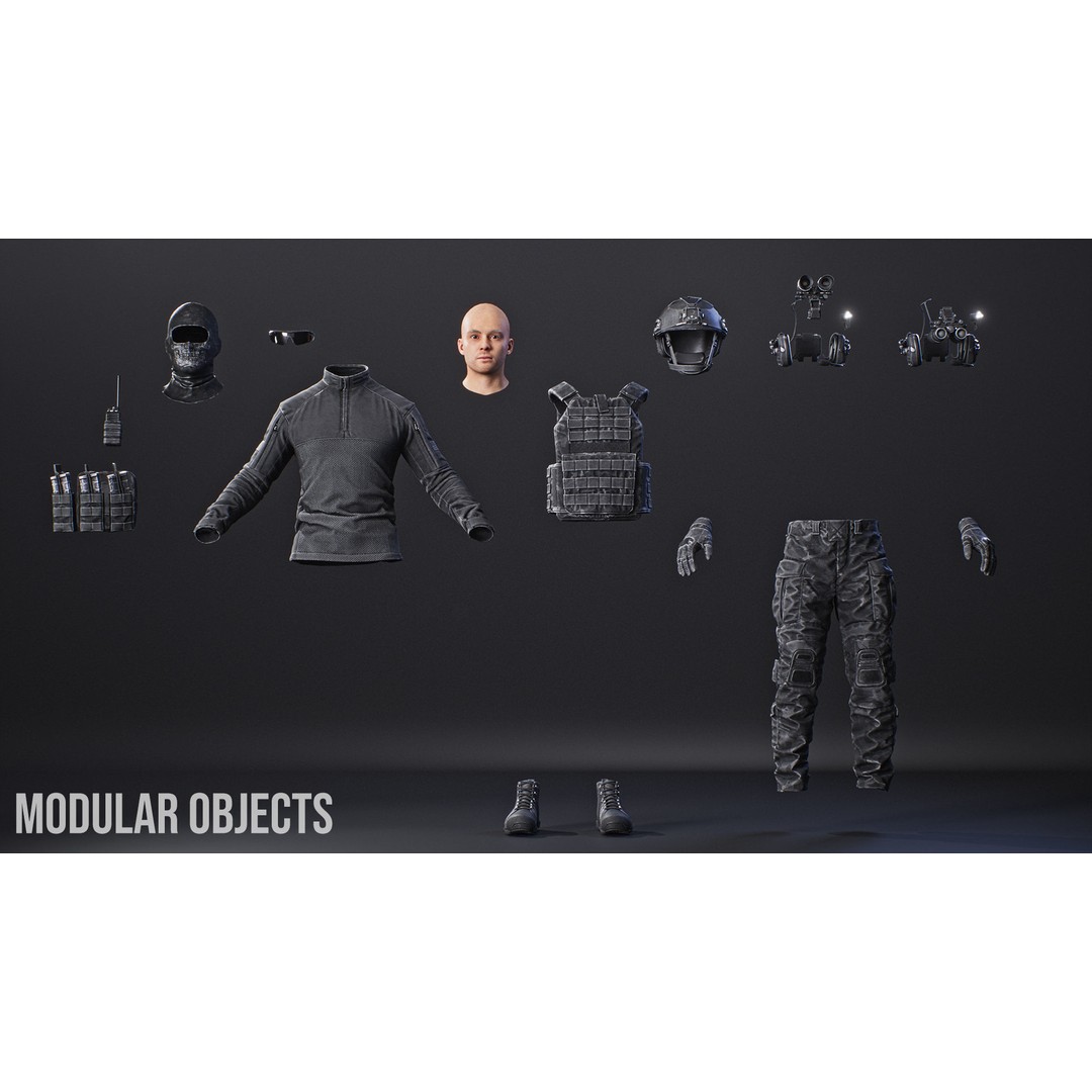 Tactical Soldier 3D Model – Low Poly Game Asset, FBX, Rigged - View 5