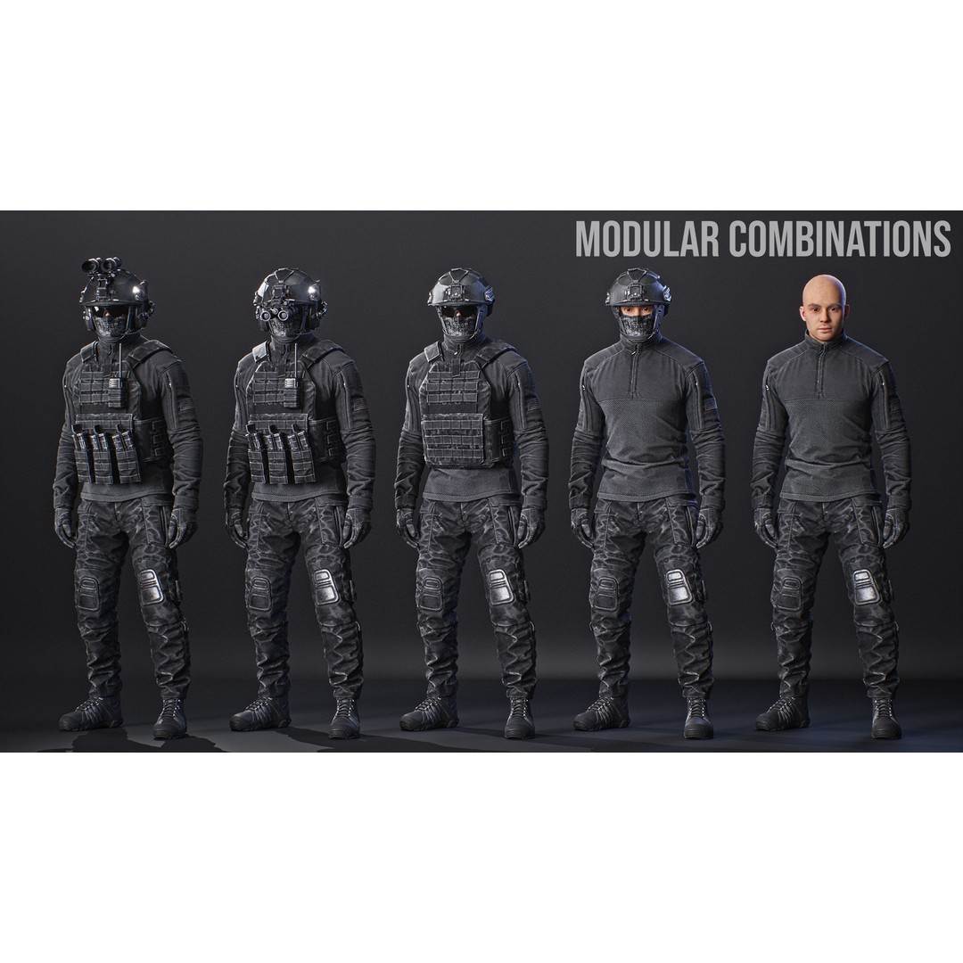 Tactical Soldier 3D Model – Low Poly Game Asset, FBX, Rigged - View 6