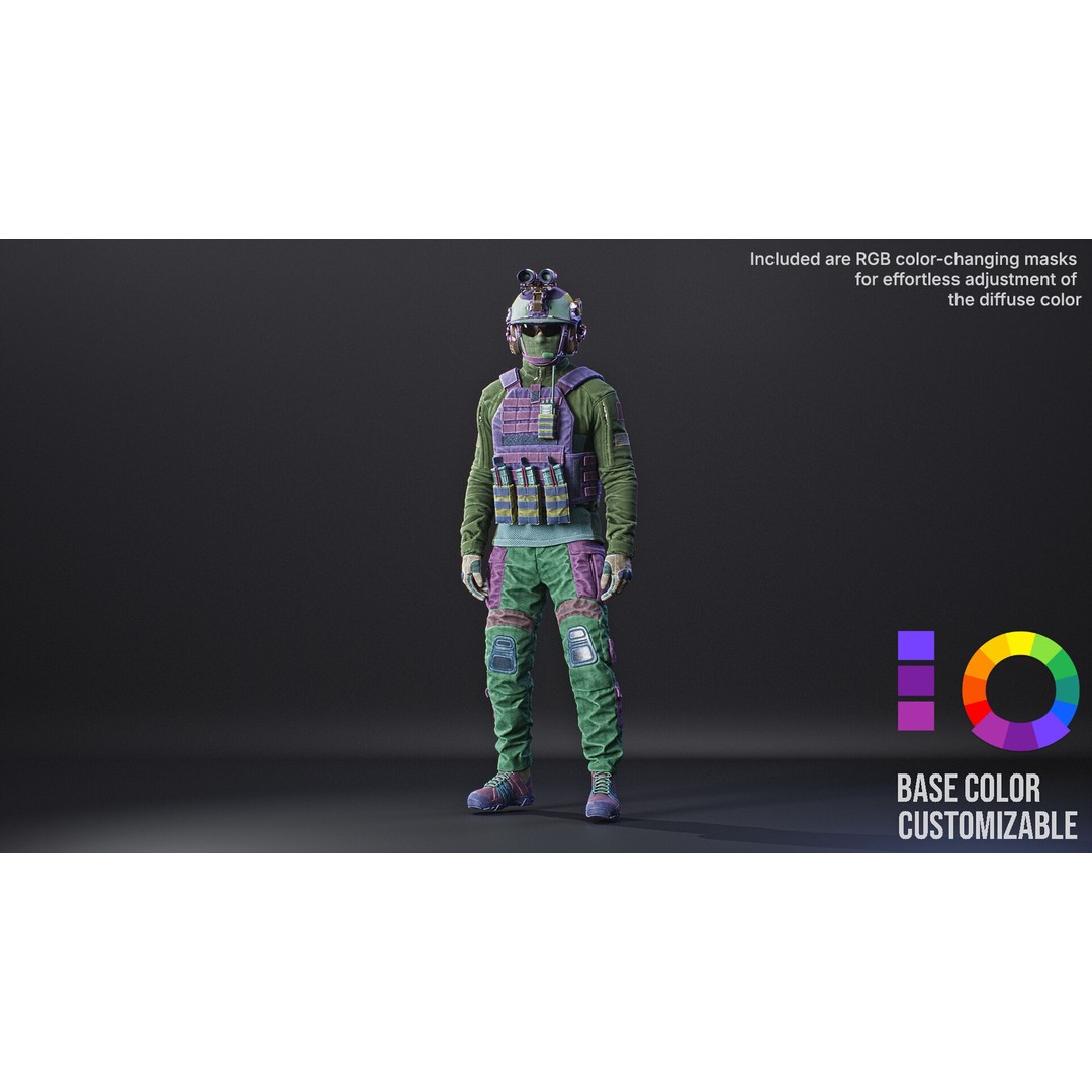Tactical Soldier 3D Model – Low Poly Game Asset, FBX, Rigged - View 7