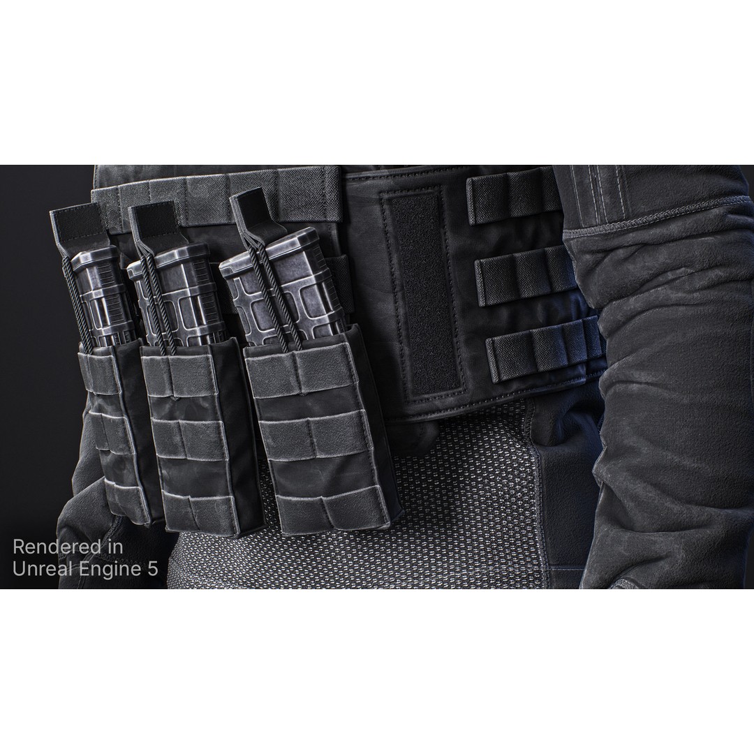 Tactical Soldier 3D Model – Low Poly Game Asset, FBX, Rigged - View 9