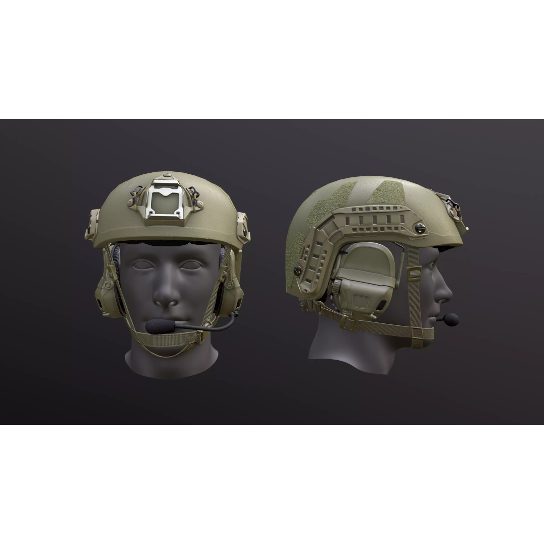 FAST Helmet 3D Model – Low Poly Game-Ready Tactical Asset, FBX - View 2