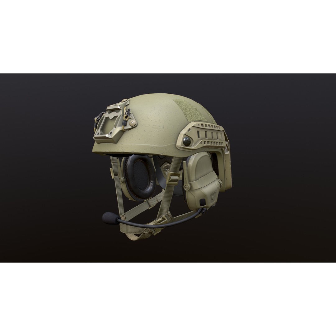 FAST Helmet 3D Model – Low Poly Game-Ready Tactical Asset, FBX - View 3