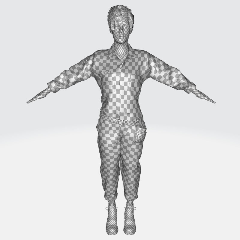 Tactical Worker 3D Model – Low Poly Rigged Character with PBR Textures
