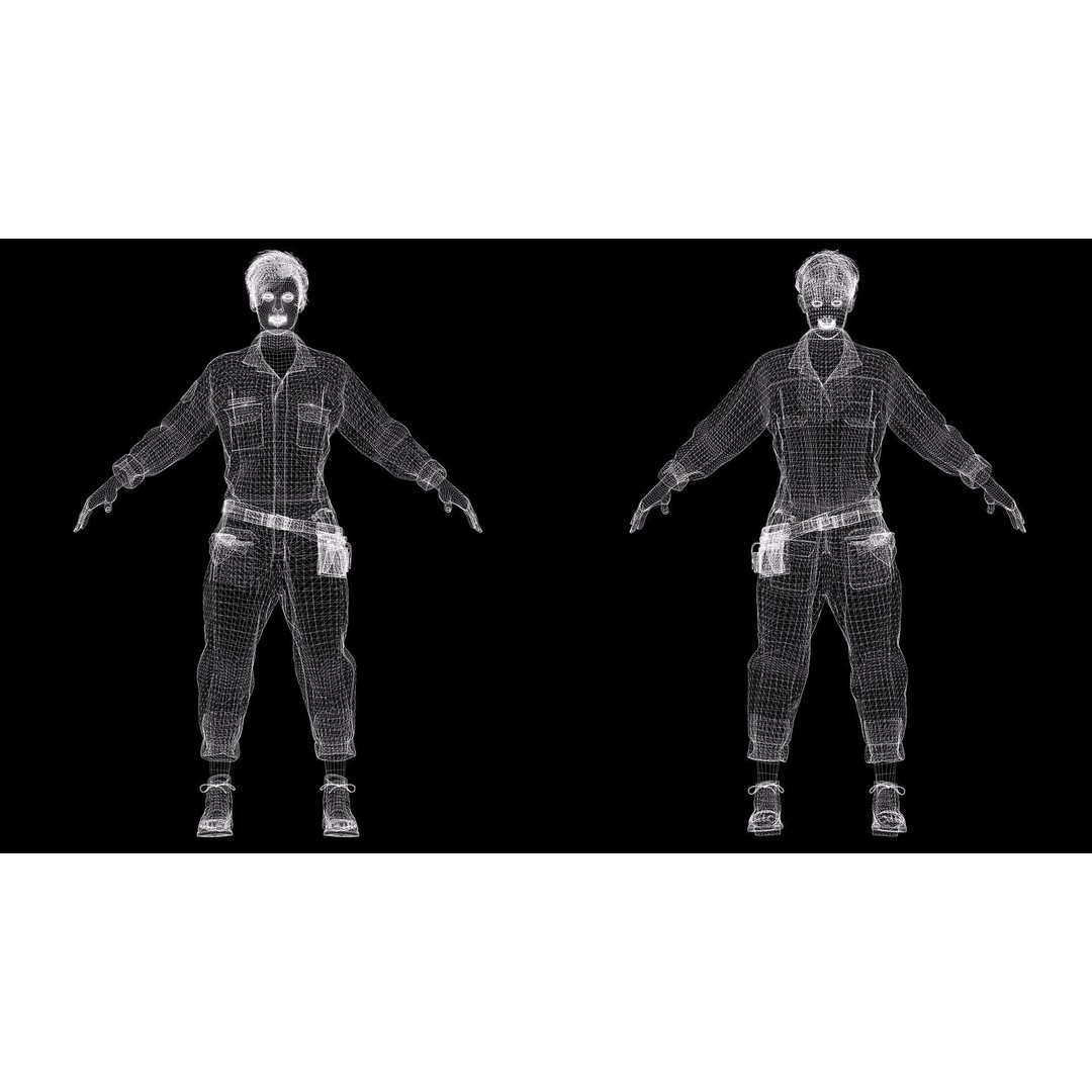 Tactical Worker 3D Model – Low Poly Rigged Character with PBR Textures - View 18