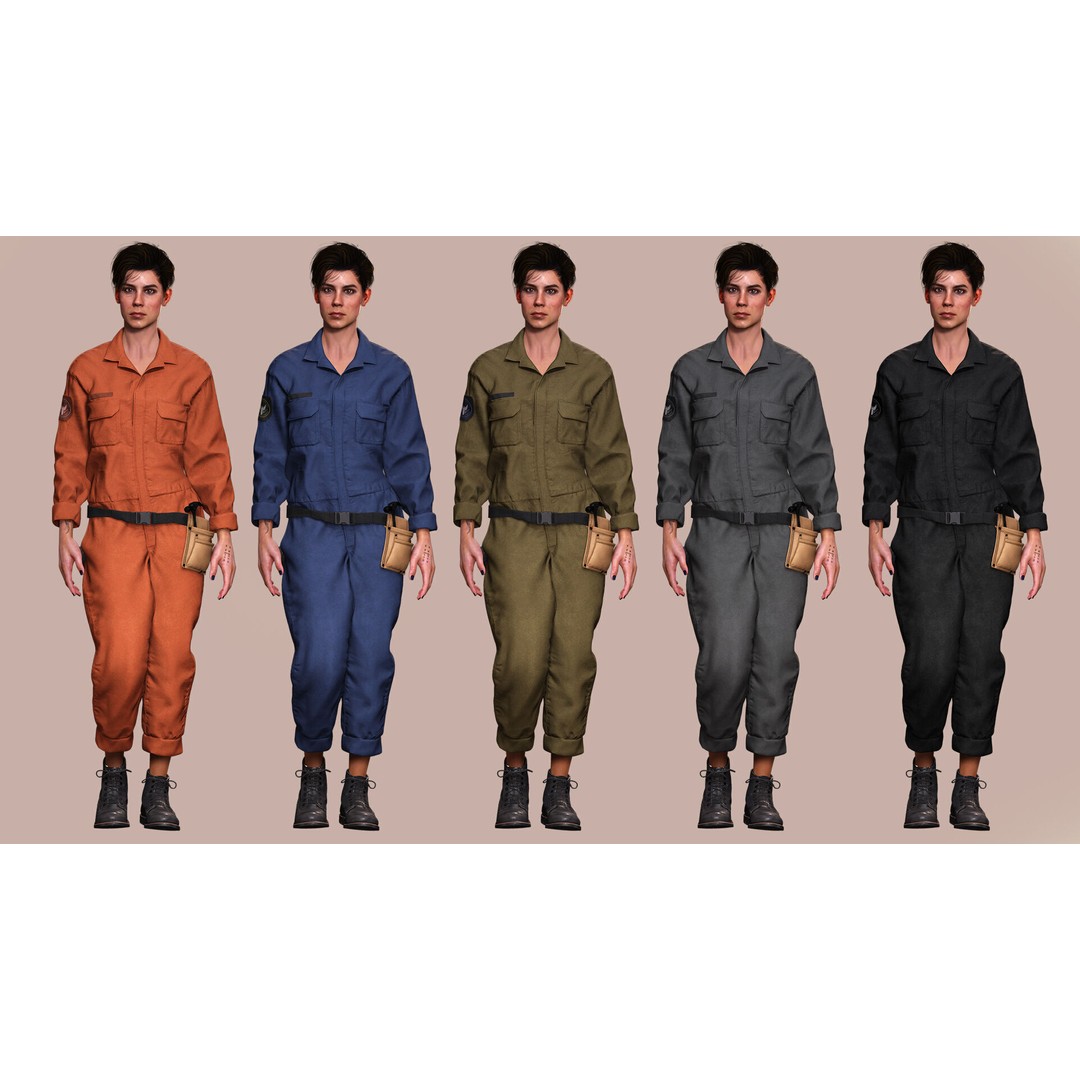 Tactical Worker 3D Model – Low Poly Rigged Character with PBR Textures - View 5