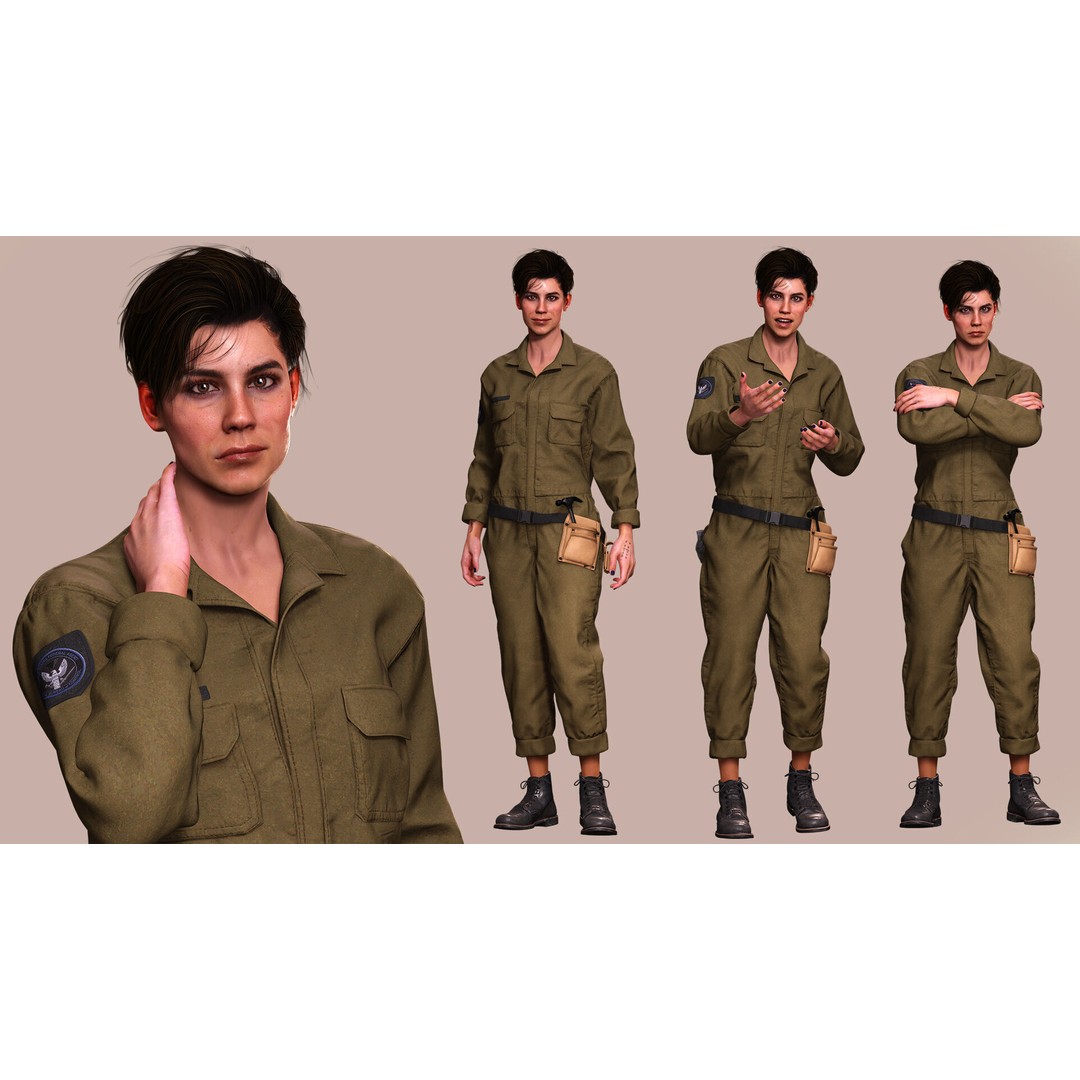 Tactical Worker 3D Model – Low Poly Rigged Character with PBR Textures - View 8