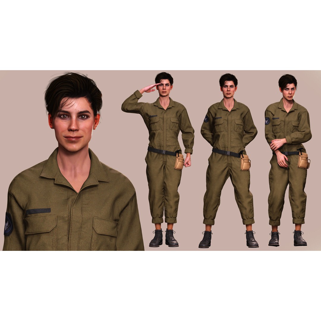 Tactical Worker 3D Model – Low Poly Rigged Character with PBR Textures - View 9
