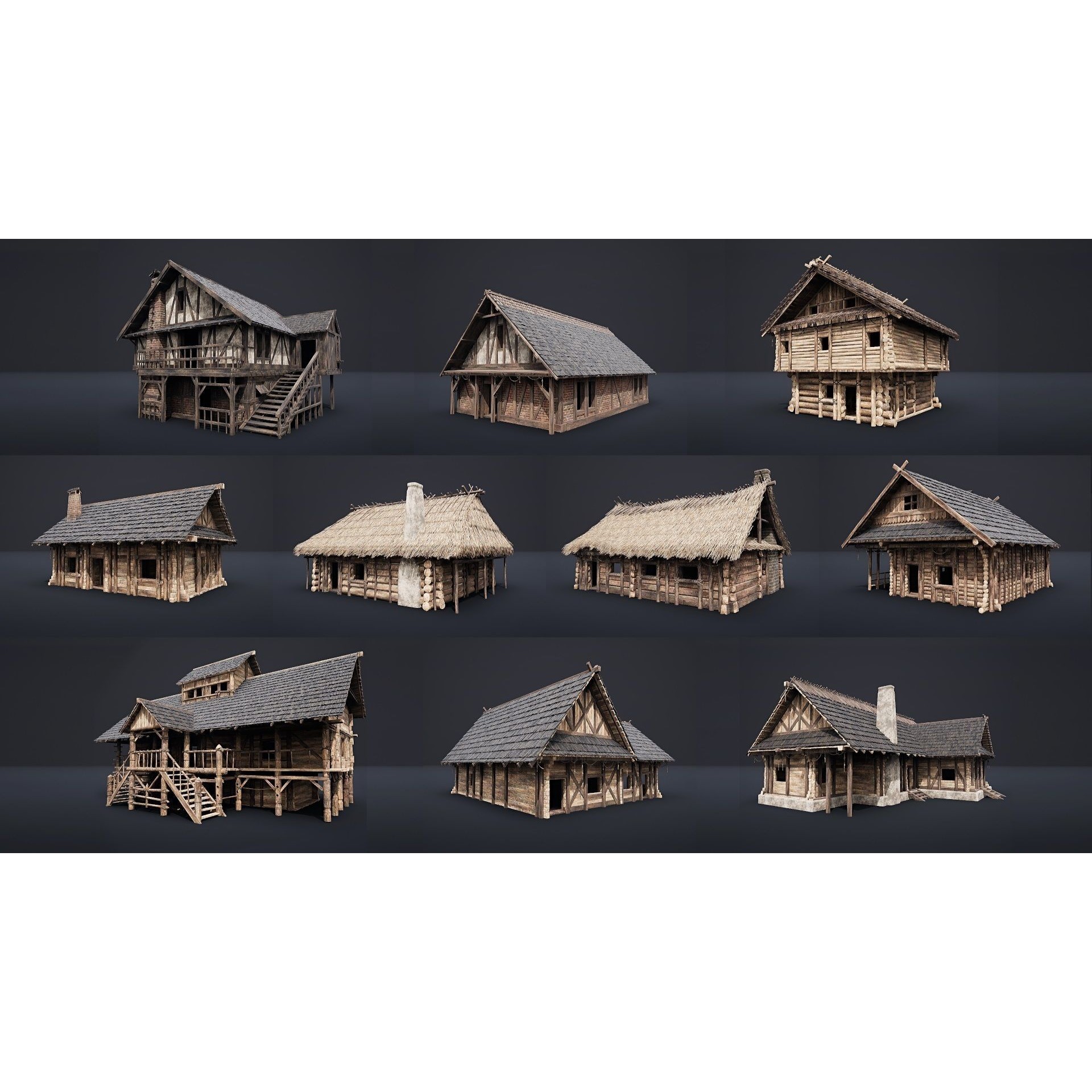 Enterable Medieval Slavic Cottage - Low-Poly Game-Ready 3D Model