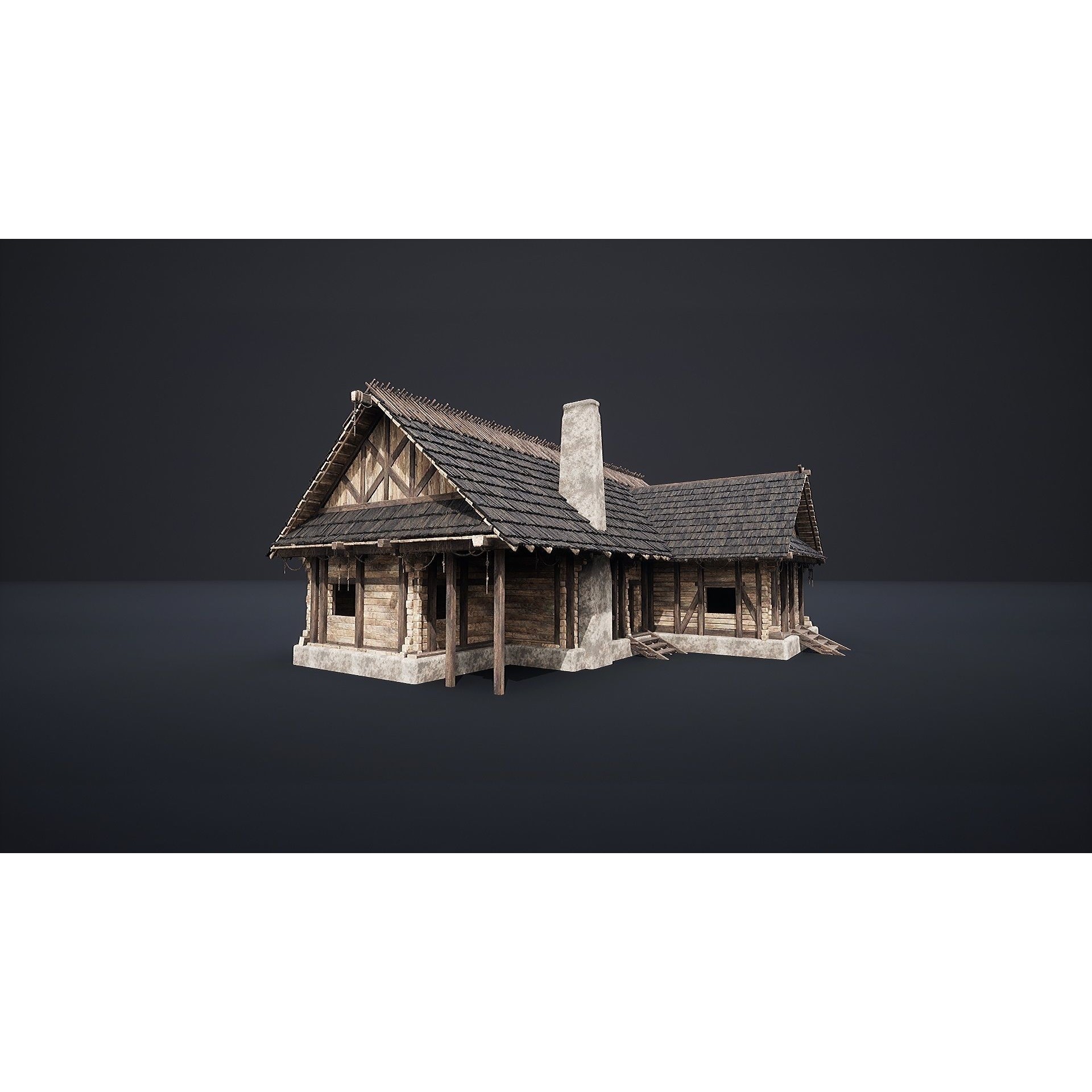 Enterable Medieval Slavic Cottage - Low-Poly Game-Ready 3D Model - View 10