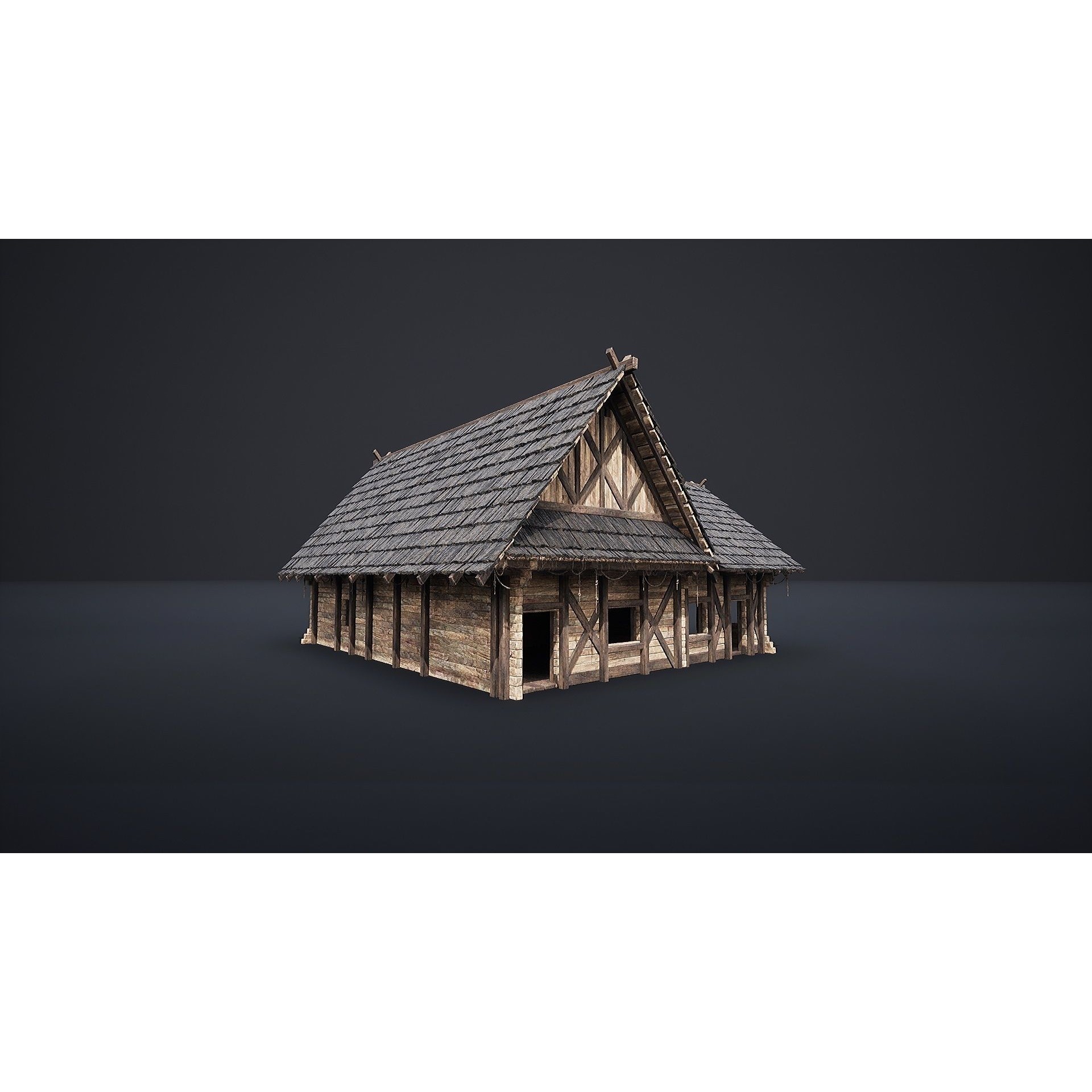 Enterable Medieval Slavic Cottage - Low-Poly Game-Ready 3D Model - View 11