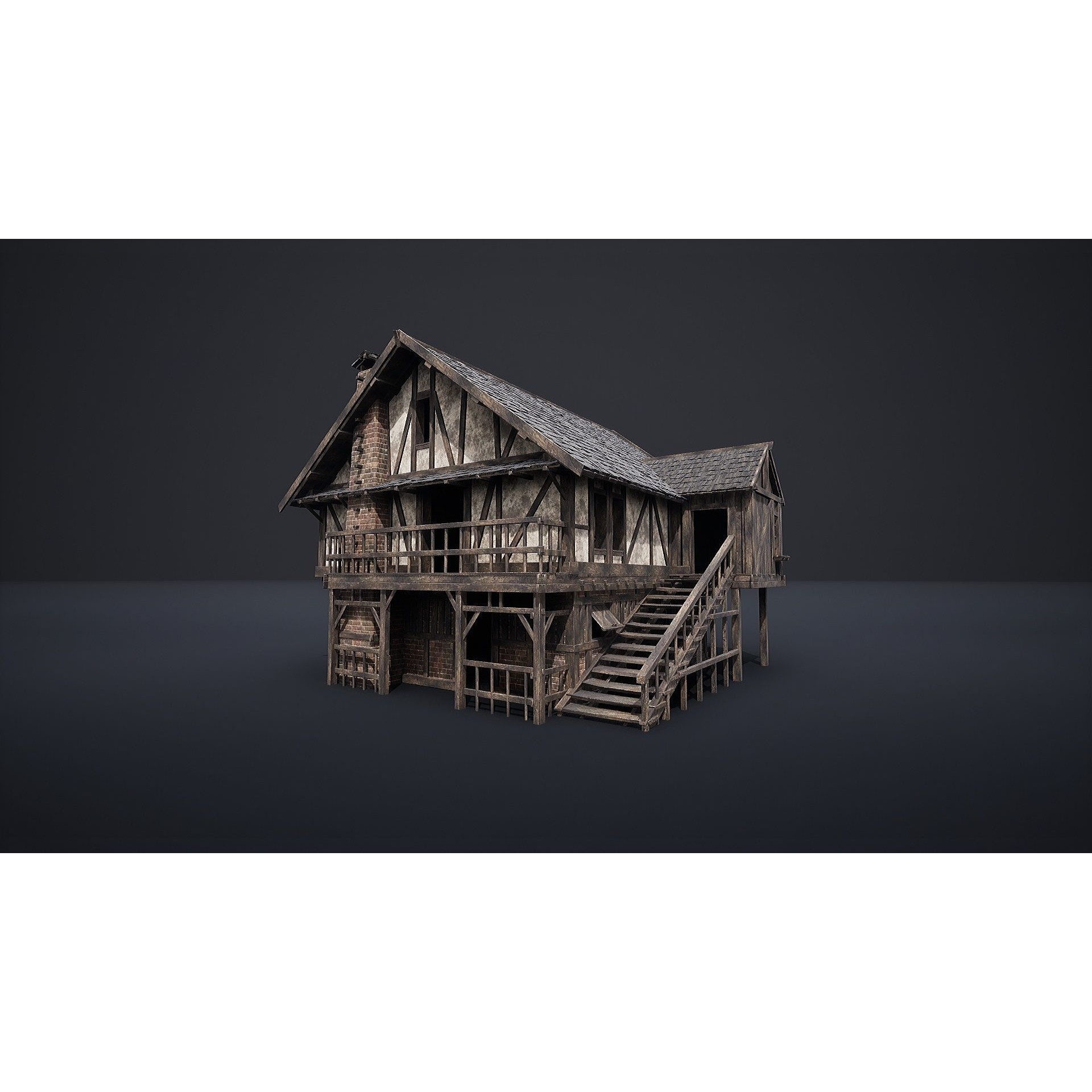 Enterable Medieval Slavic Cottage - Low-Poly Game-Ready 3D Model - View 12