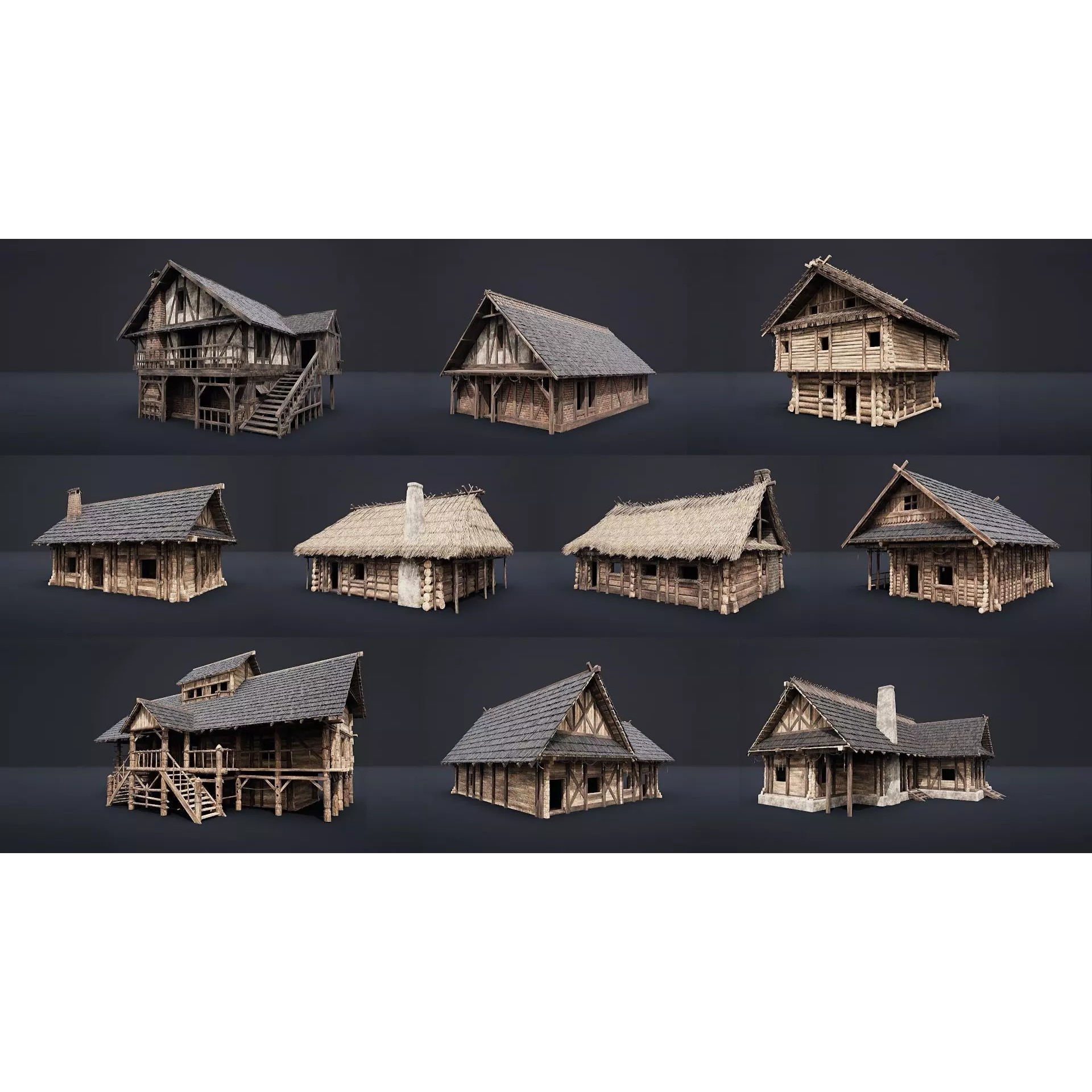 Enterable Medieval Slavic Cottage - Low-Poly Game-Ready 3D Model - View 2