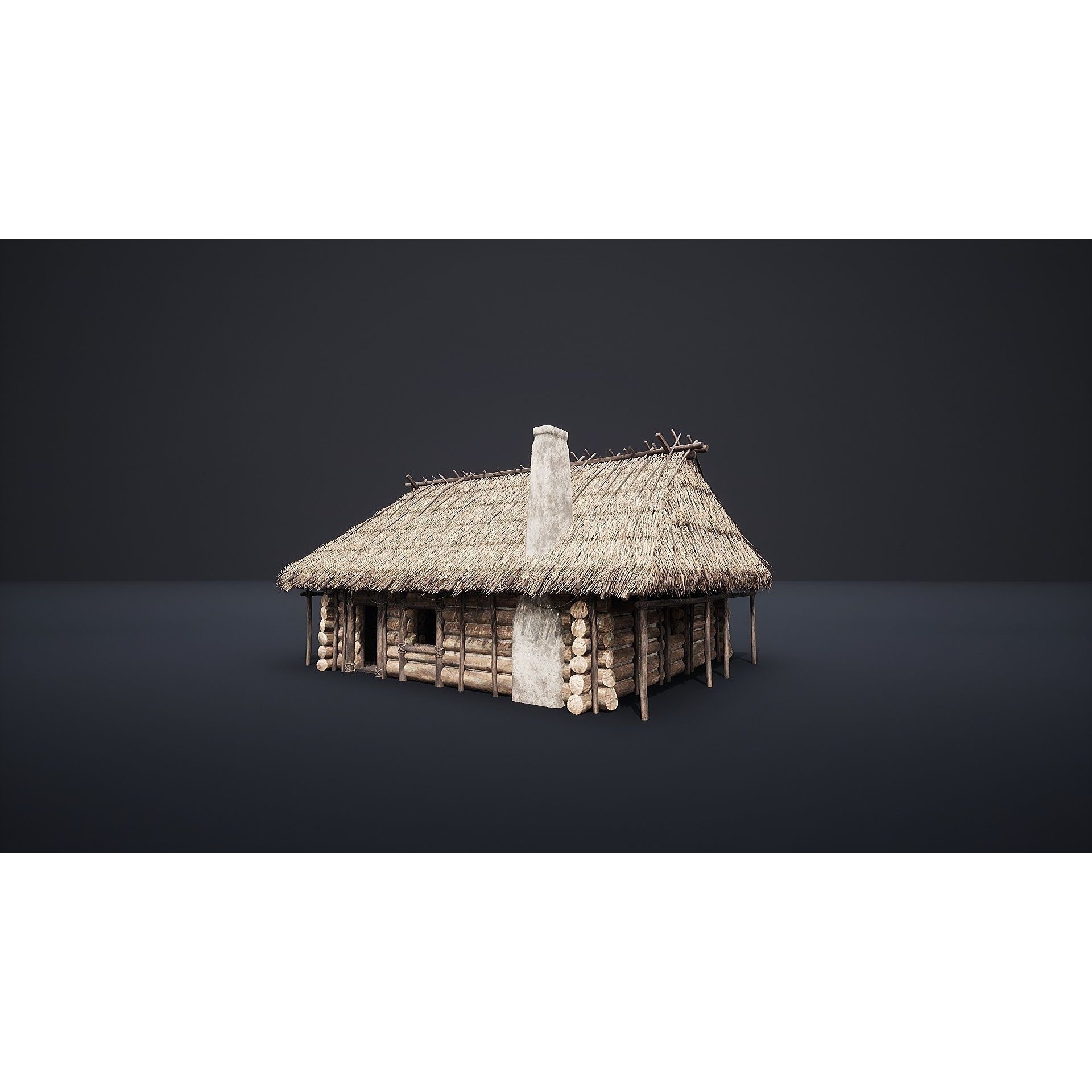 Enterable Medieval Slavic Cottage - Low-Poly Game-Ready 3D Model - View 3