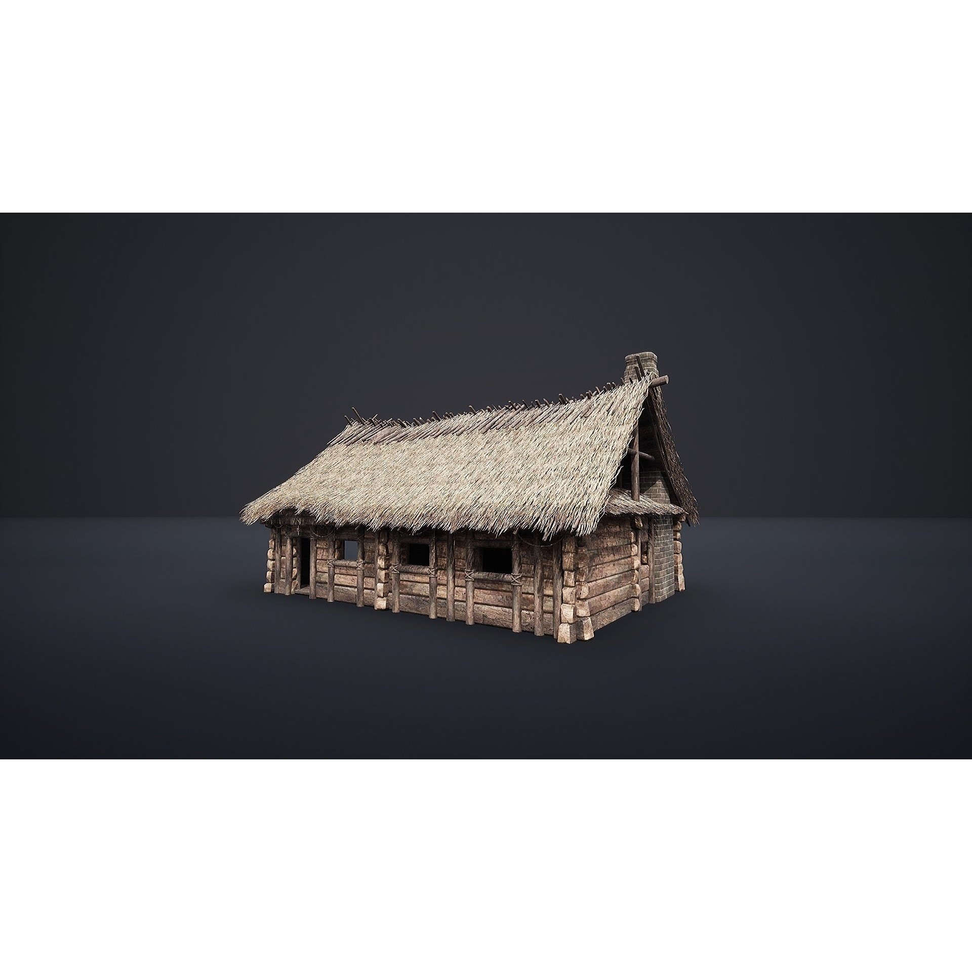 Enterable Medieval Slavic Cottage - Low-Poly Game-Ready 3D Model - View 4