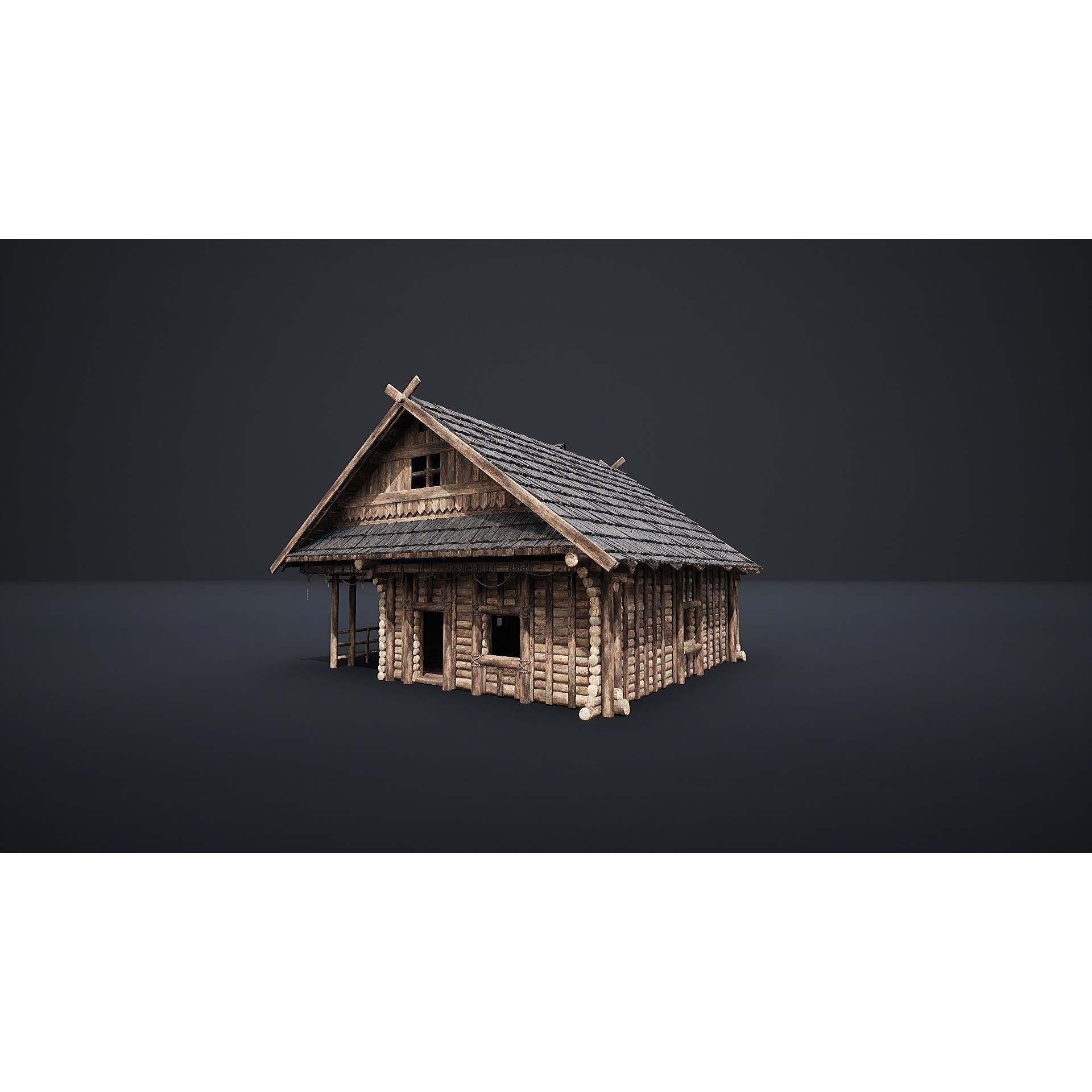 Enterable Medieval Slavic Cottage - Low-Poly Game-Ready 3D Model - View 5