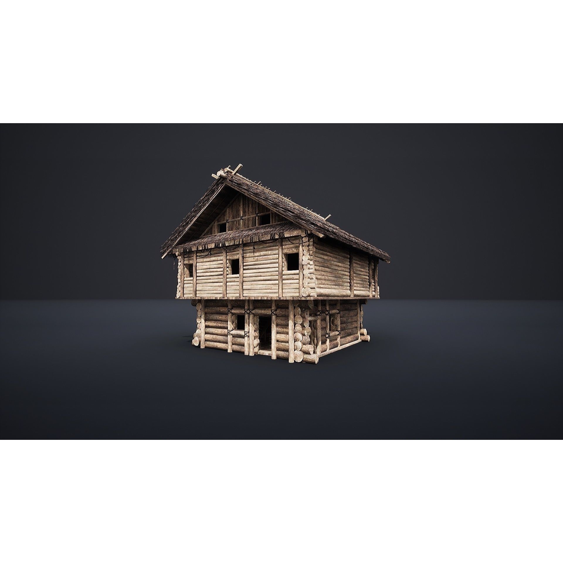 Enterable Medieval Slavic Cottage - Low-Poly Game-Ready 3D Model - View 6