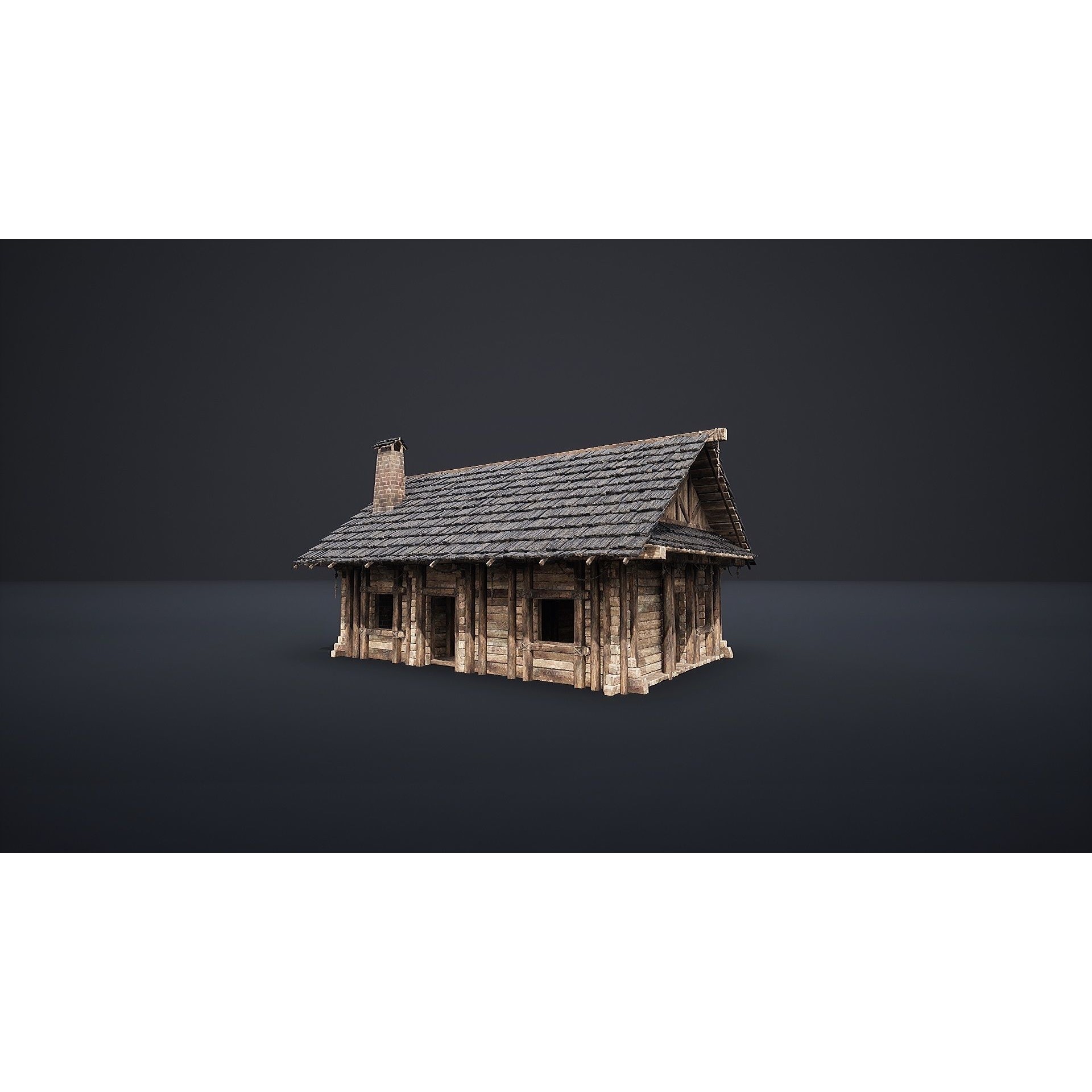 Enterable Medieval Slavic Cottage - Low-Poly Game-Ready 3D Model - View 7