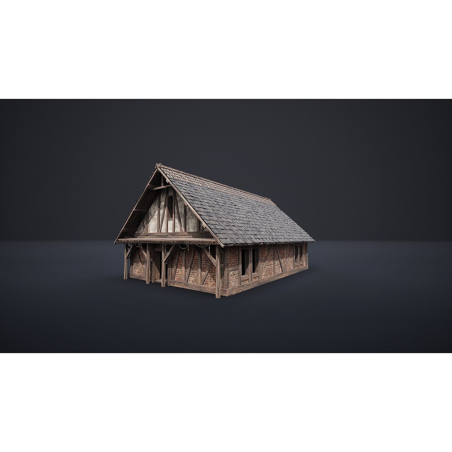 Enterable Medieval Slavic Cottage - Low-Poly Game-Ready 3D Model - View 8