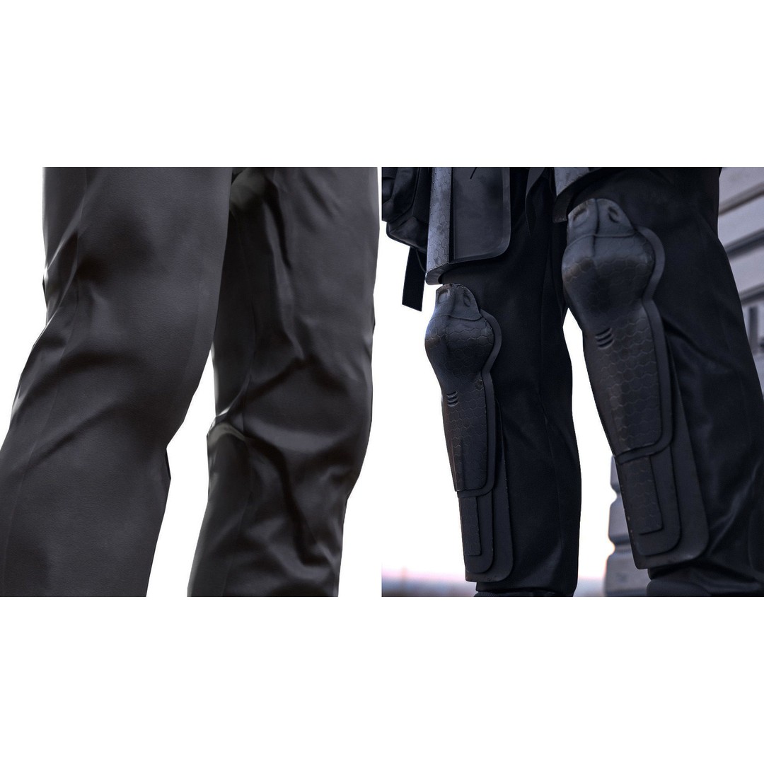 Military Armored Pants 3D Model – Rigged Low-Poly Tactical Clothing for UE5 - View 4