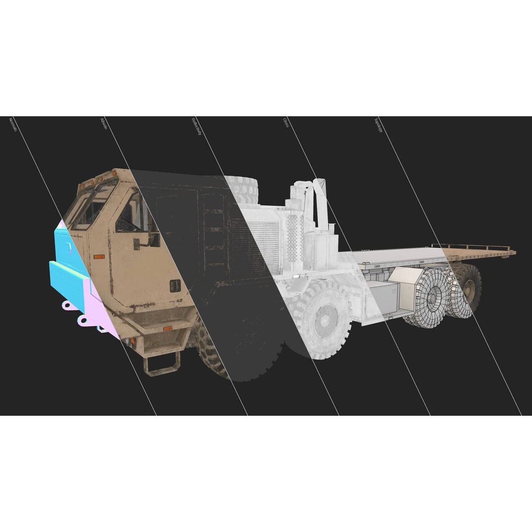 Heavy Military Truck 3D Model – Low Poly Game Ready Vehicle, FBX
