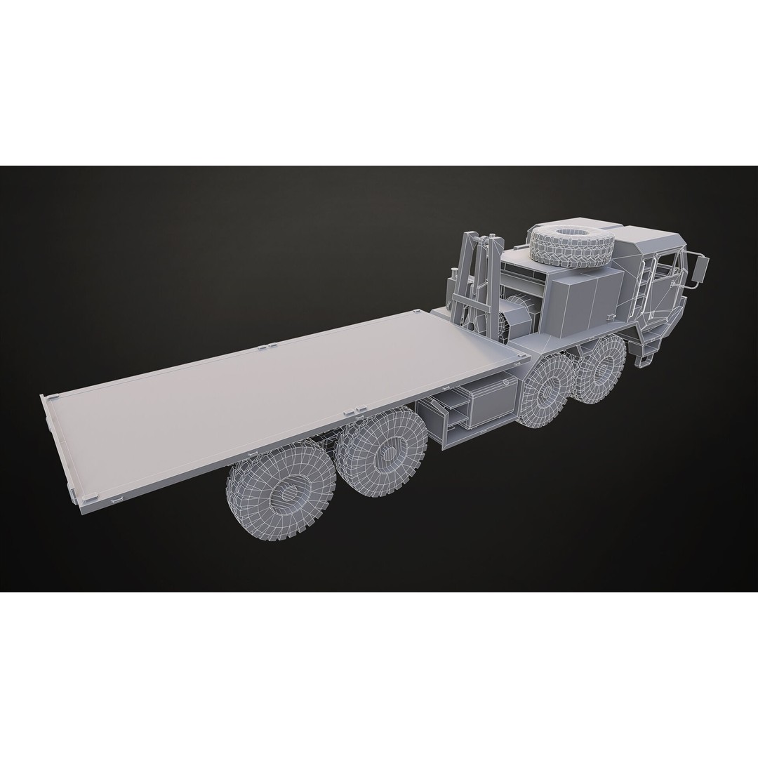 Heavy Military Truck 3D Model – Low Poly Game Ready Vehicle, FBX - View 32