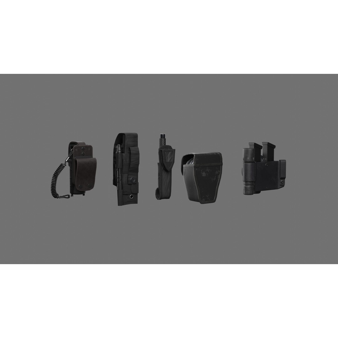 Police Belt Gear Set 3D Model – Low Poly Game Asset, FBX, OBJ - View 10