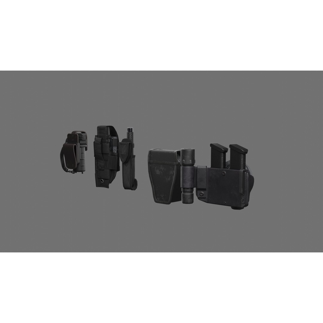 Police Belt Gear Set 3D Model – Low Poly Game Asset, FBX, OBJ - View 13