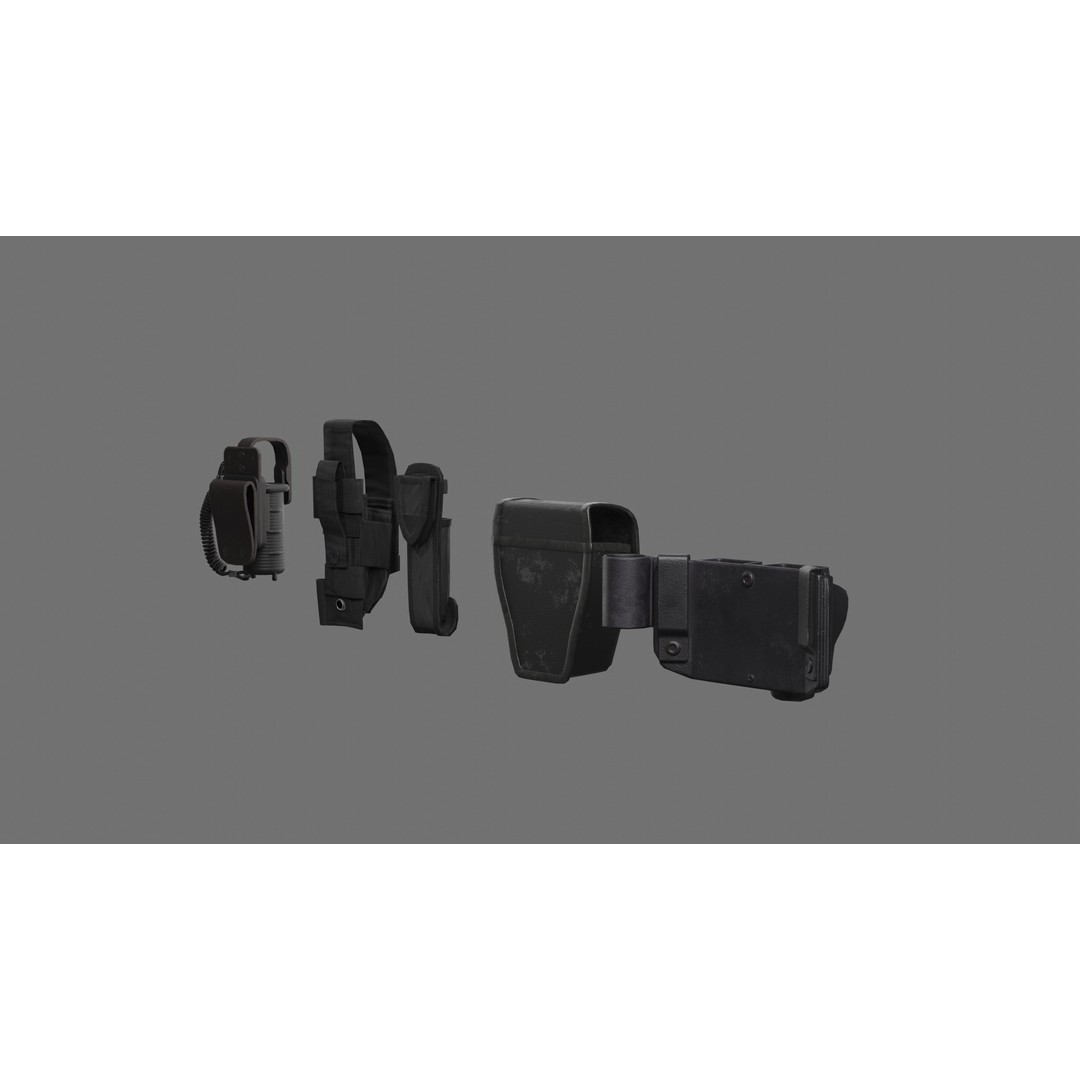 Police Belt Gear Set 3D Model – Low Poly Game Asset, FBX, OBJ - View 14
