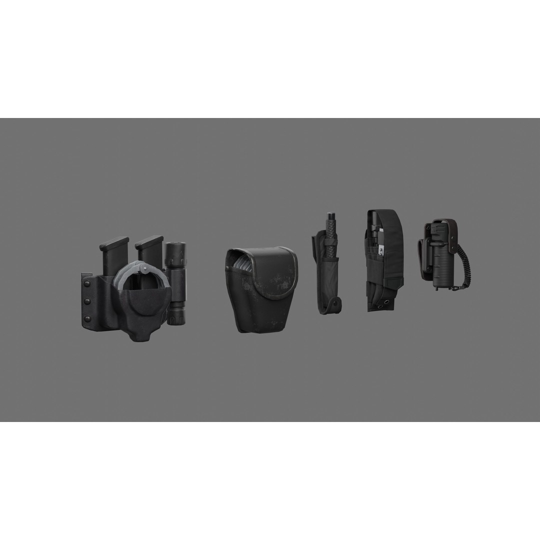 Police Belt Gear Set 3D Model – Low Poly Game Asset, FBX, OBJ - View 16